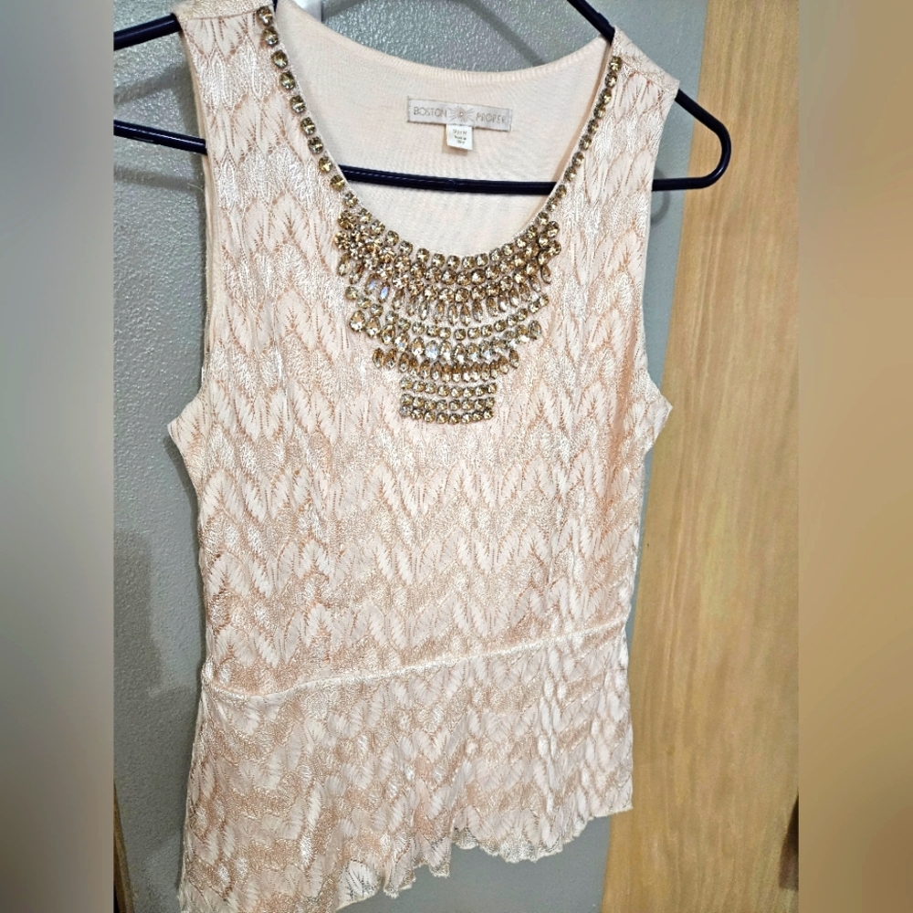 Boston Proper lace lined tank top blouse